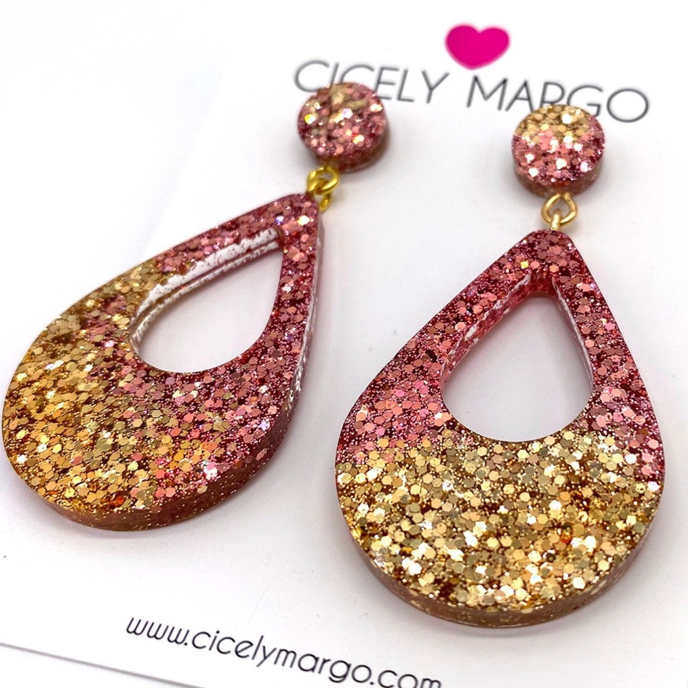 Rose Gold Glitter Statement Earrings - image 2